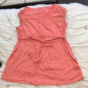 Pink cap sleeve maternity top